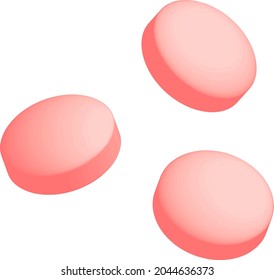 Comprimidos rosados aislados de ilustración vectorial.