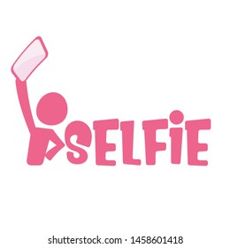 pink Taking Selfie Photo on Smart Phone concept icon isolated on white background. hand holding smartphone and taking selfie. vector hipster photographer icon