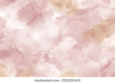 A pink and tan background with a lot of white clouds. The background is a mix of pink and tan colors