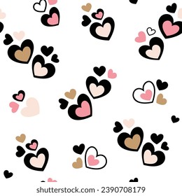 Pink, tan, and black hearts seamless pattern.  Perfect for fabric, scrapbooking, wallpaper projects, and paper products.