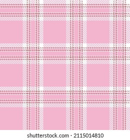 Pink, tan and white woven plaid pattern. Seamless vector check design suitable for fashion, home decor and stationary.