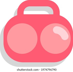 Pink tape recorder, icon illustration, vector on white background