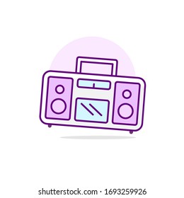 Pink tape recorder. Music's bright poster. Vector Illustration