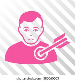 Pink Target Man toolbar pictogram. Vector pictogram style is a flat symbol on diagonal hatch transparent background.
