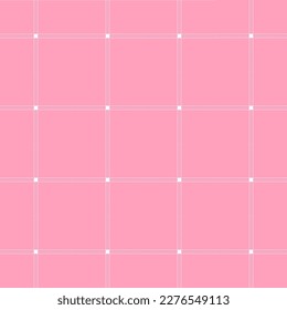 Pink tartan background with white and blue dash line