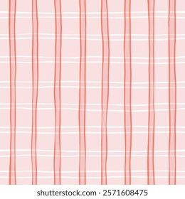 Pink tartan girly pattern, seamless plaid print, checkered cute spring paint brush strokes. Gingham texture for textile: shirts, tablecloths, clothes