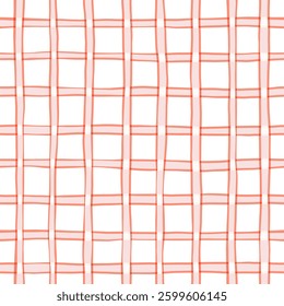 Pink tartan girly pattern, seamless plaid print, checkered cute spring paint brush strokes. Gingham texture for textile: shirts, tablecloths, clothes