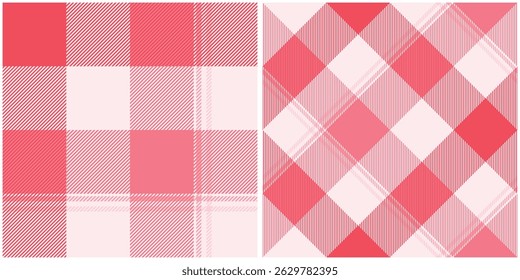 Padrão Tartan Rosa Sem Costura. Padrão de xadrez doce para impressão de camisas, roupas, vestidos, toalhas de mesa, cobertores, cama, papel, colcha, tecido e outros produtos têxteis.