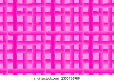 Pink tartan plaid seamless pattern, watercolor brush editable strokes, crossing stripes, doll style background