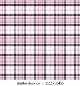 Pink tartan seamless vector patterns. Checkered plaid texture. Geometrical square background for fabric