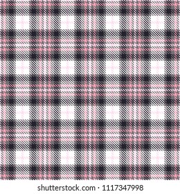 Pink tartan seamless vector patterns. Checkered plaid texture. Pink and gray. Geometrical simple square background for fabric textile cloth, clothing, shirts shorts dress blanket, wrapping design