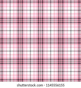 Pink tartan seamless vector patterns. Checkered plaid texture. Pink and gray. Geometrical simple square background for fabric textile cloth, clothing, shirts shorts dress blanket, wrapping design