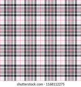 Pink tartan seamless vector patterns. Checkered plaid texture. Pink and gray. Geometrical simple square background for fabric textile cloth, clothing, shirts shorts dress blanket, wrapping design