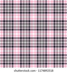 Pink tartan seamless vector patterns. Checkered plaid texture. Pink and gray. Geometrical simple square background for fabric textile cloth, clothing, shirts shorts dress blanket, wrapping design