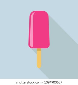 Pink tasty popsicle icon. Flat illustration of pink tasty popsicle vector icon for web design