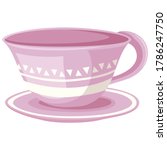 Pink tea cup clipart vector illustration