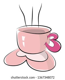 Un vector de taza de té rosa o una ilustración de color