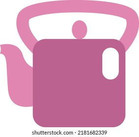 Pink tea kettle, illustration, vector on a white background.