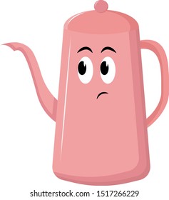 Pink tea pot, illustration, vector on white background.