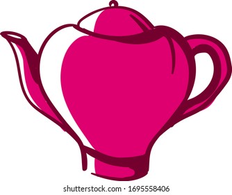 Pink tea pot, illustration, vector on white background