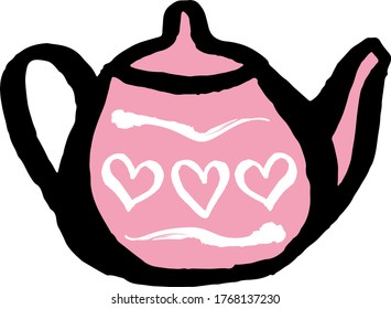 Pink tea set vector illustration