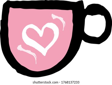 Pink tea set vector illustration