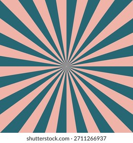 Rosa und teelenfarbene Streifen, die vom zentralen Retro-Sunburst-Design ausstrahlen