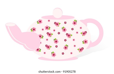 Pink teapot with floral pattern