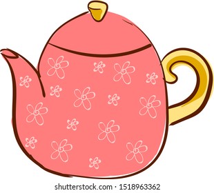 Pink teapot, illustration, vector on white background.