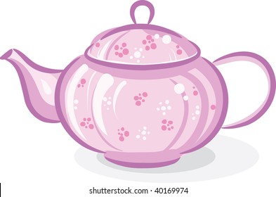 Pink teapot isolated on white