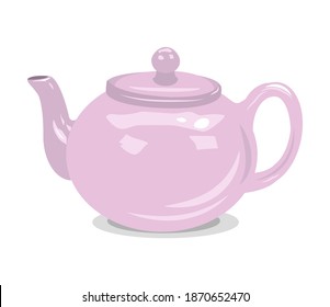Pink teapot on a white background. Vector illustration for design