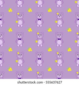 pink teddy bear boy and girl on a pink background vector illustration seamless pattern
