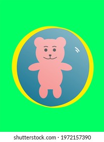 Pink teddy bear flat illustration background 