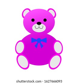 Pink teddy bear toy - flat design