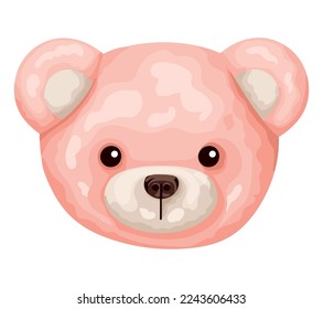 pink teddy face over white