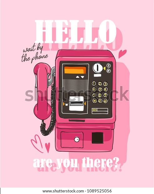 テキストスローガンとピンクの電話イラスト のベクター画像素材 ロイヤリティフリー