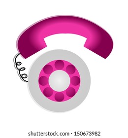 Pink telephone set which is at a surface.