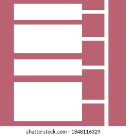 Pink template, frame, diagram, table, background, blank. White, pink color. Vector illustration.