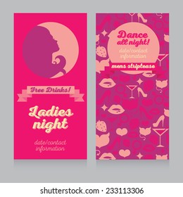 pink template for Ladies night party, vector illustration