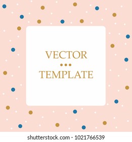 Pink template. Vintage and dots decoration. Flat