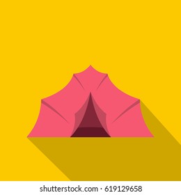 Pink tent for camping icon. Flat illustration of pink tent for camping vector icon for web