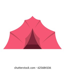 Pink tent for camping icon flat isolated on white background vector illustration