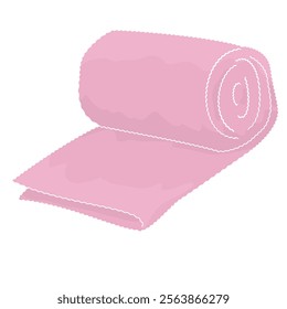 pink terry rolled towel on white background