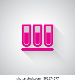 Pink Test Tube web icon on light grey background