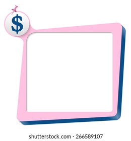 pink text box and blue dollar symbol