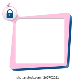 pink text box and blue padlock