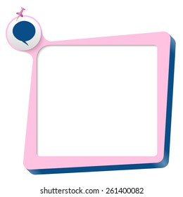 pink text box and blue speech bubble