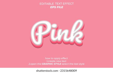 efecto de texto rosa, fuente editable, tipografía, texto 3d. plantilla de vector