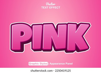 pink text effect with graphic style and editable.