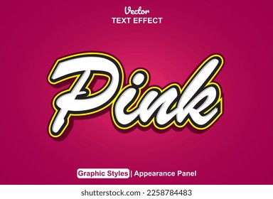 pink text effect with graphic style and editable.